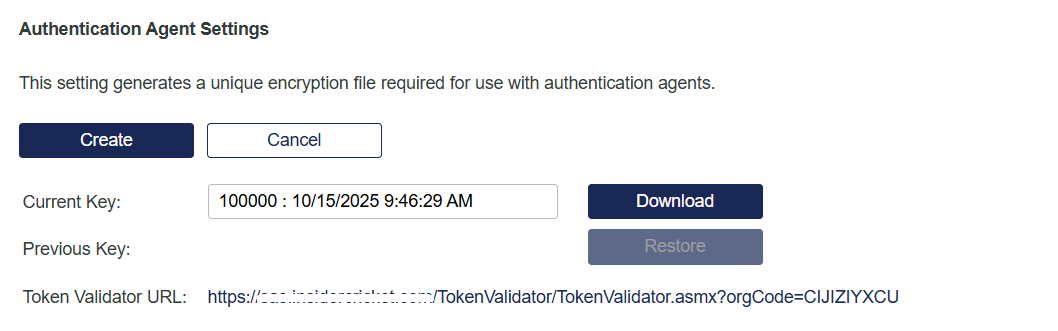 orgCode at the end of the Token Validator URL