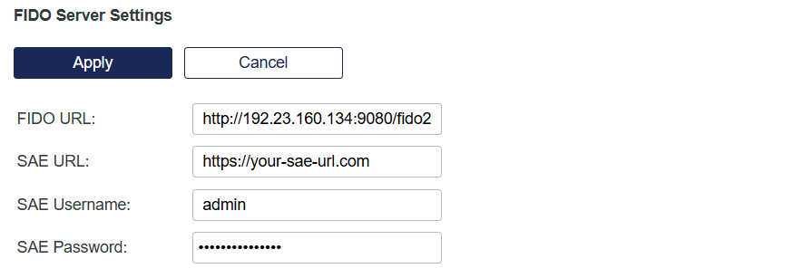 FIDO server settings