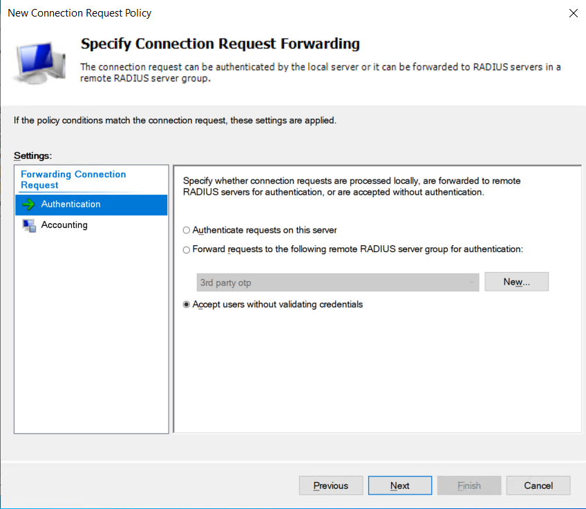 Connection request forwarding