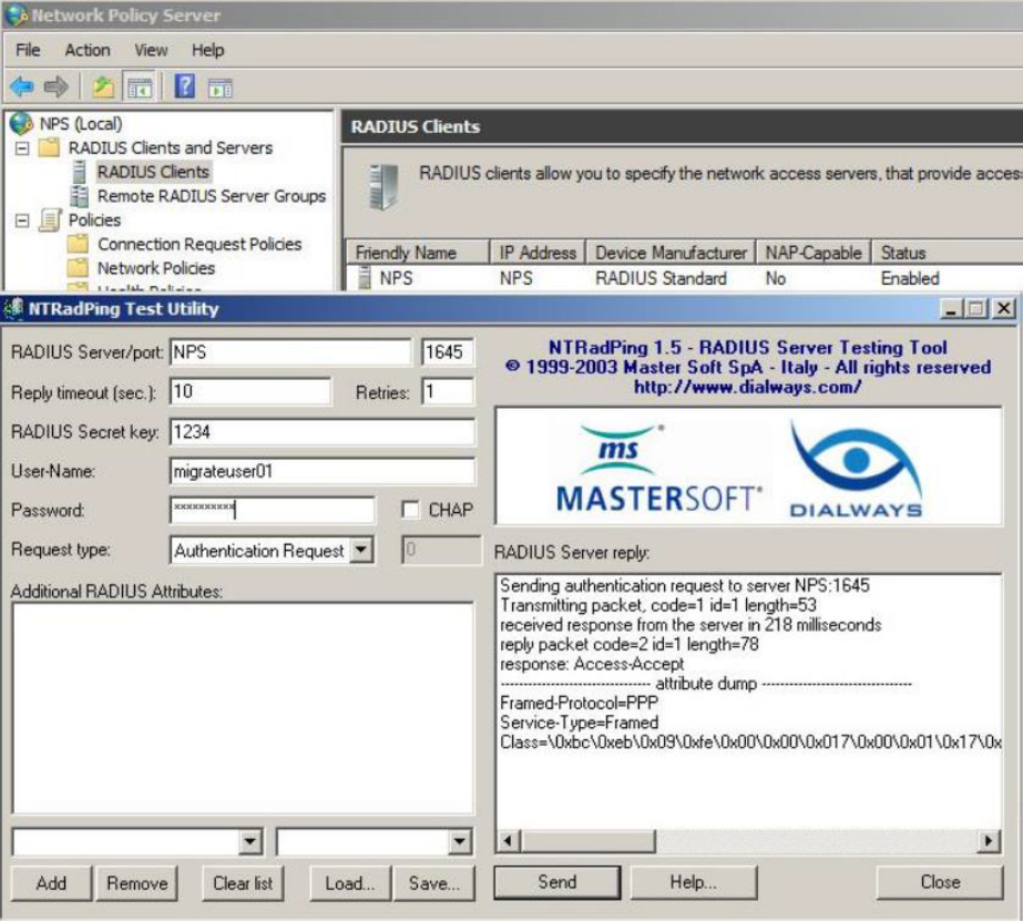 NTRadPing authentication