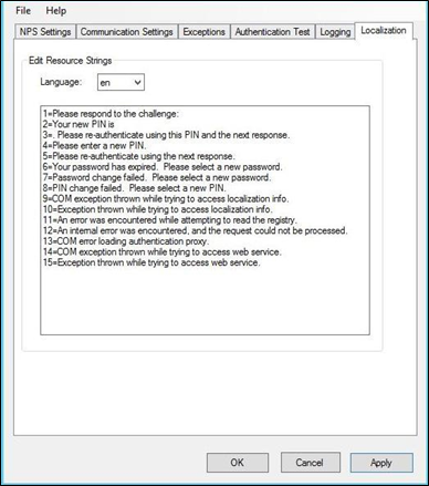 Localization settings