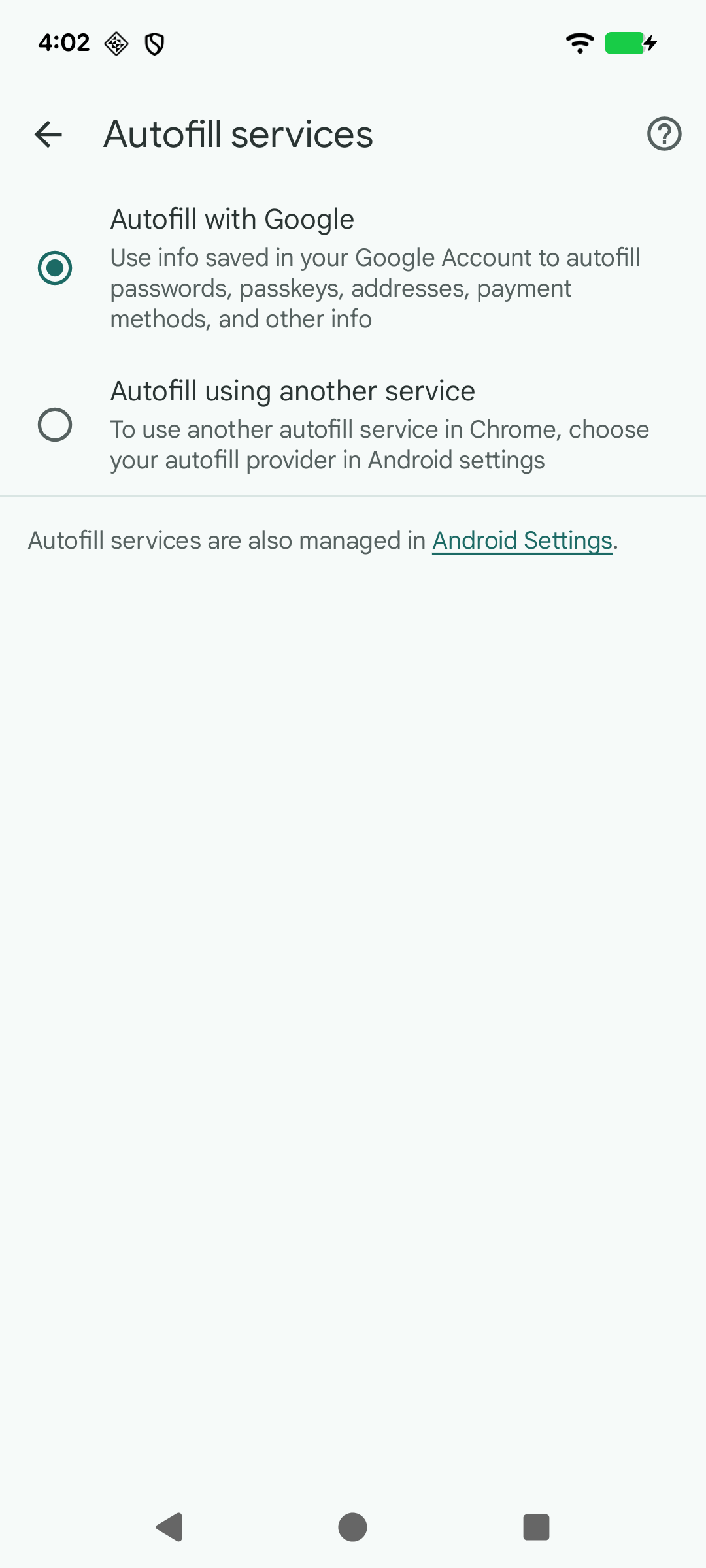 Chrome Autofill Selection