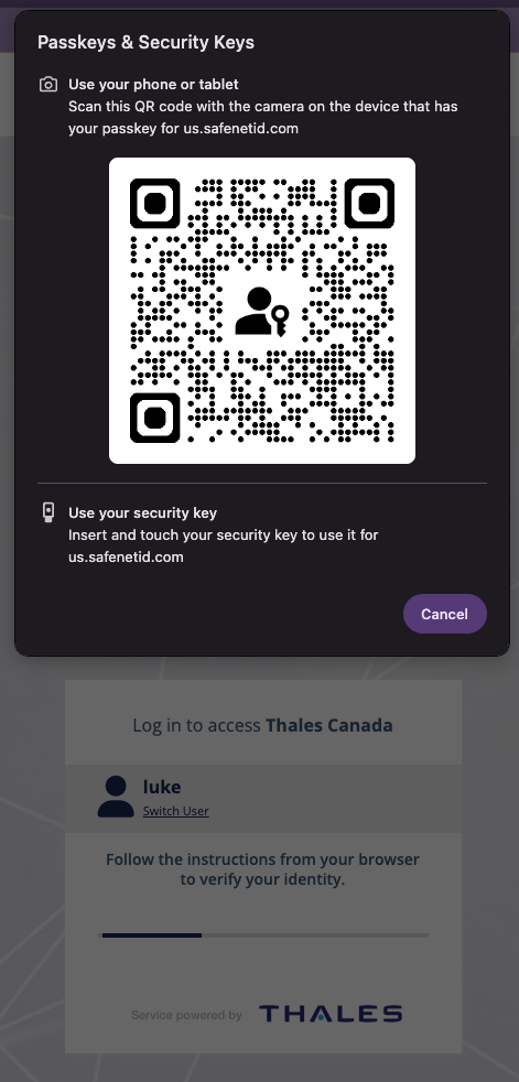 Login with Passkey QR Code