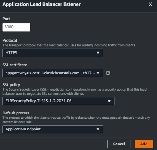 Application load balancer listener