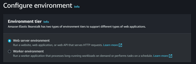 Select web server environment