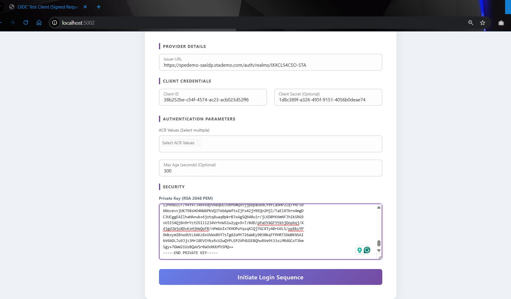App with private key