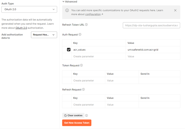 Authentication request in Postman