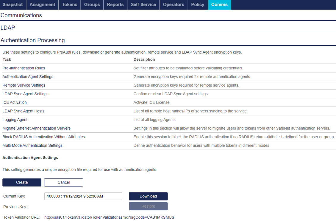 Authentication Agent Settings