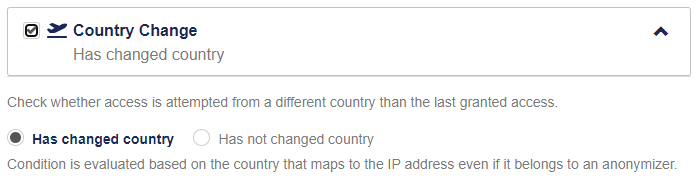 Country change condition