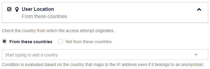 User location condition