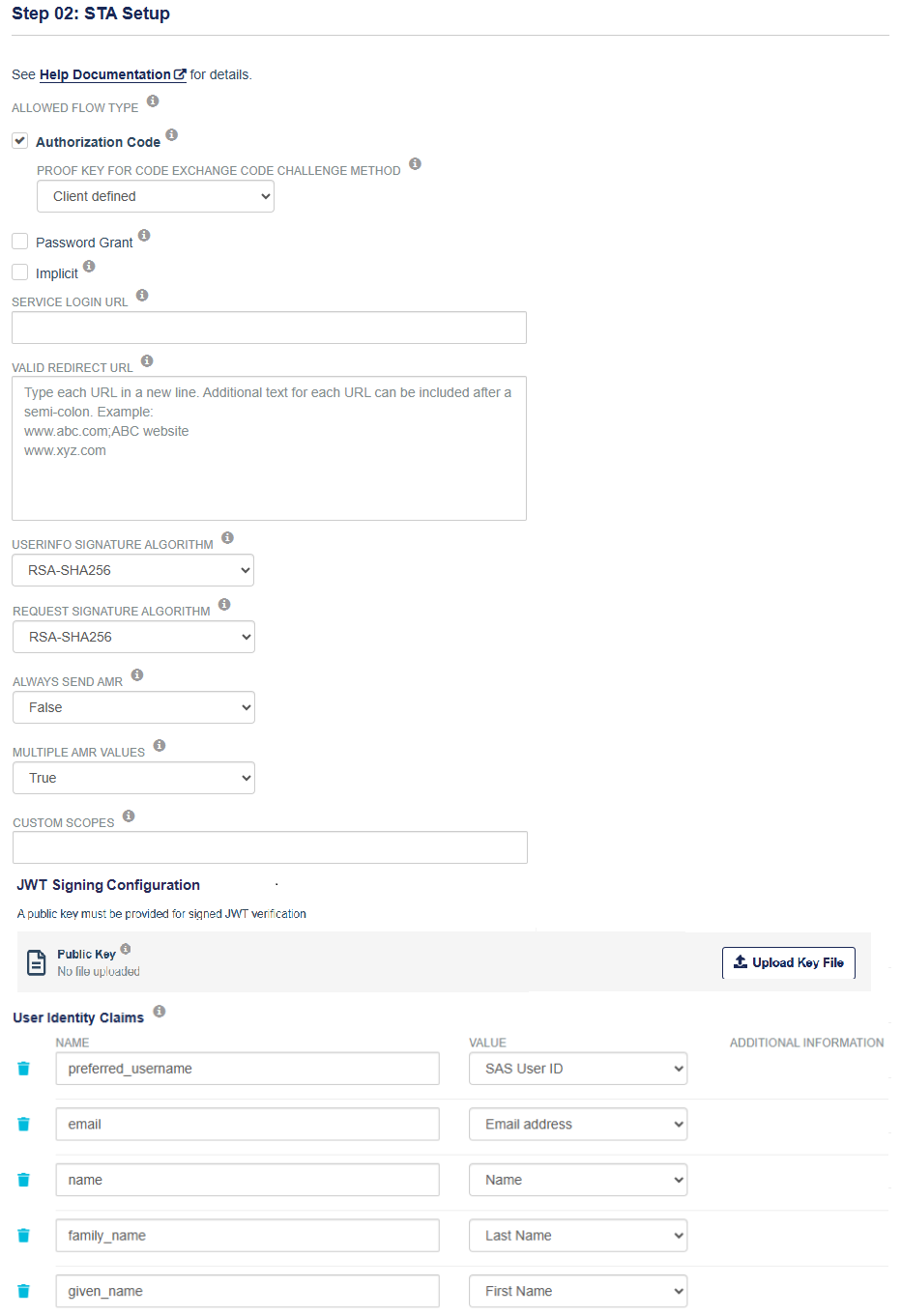 Generic OIDC ${sta_short} setup