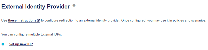 Set up new external IDP