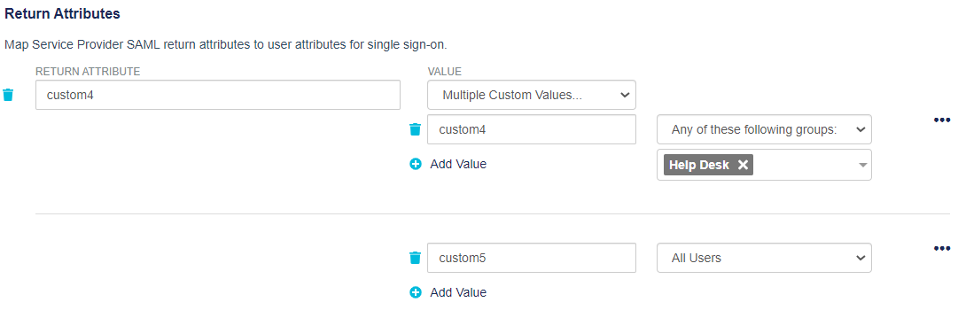 Return attribute with two sets of values